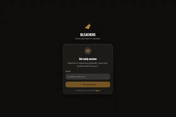 The Bleachers waitlist page
